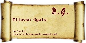 Milovan Gyula névjegykártya